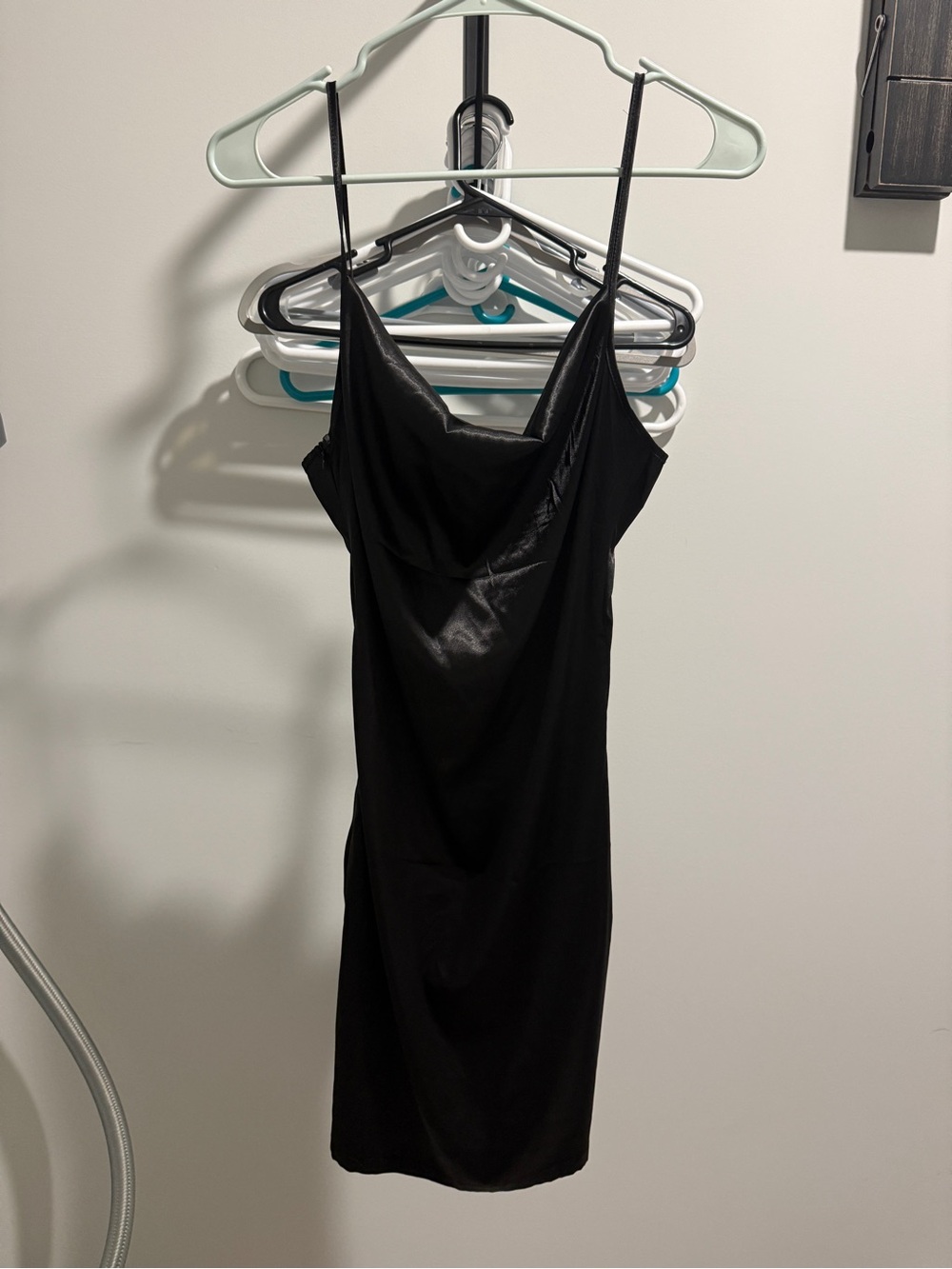 SHEIN Black Cowl Neck Mini Slip Dress